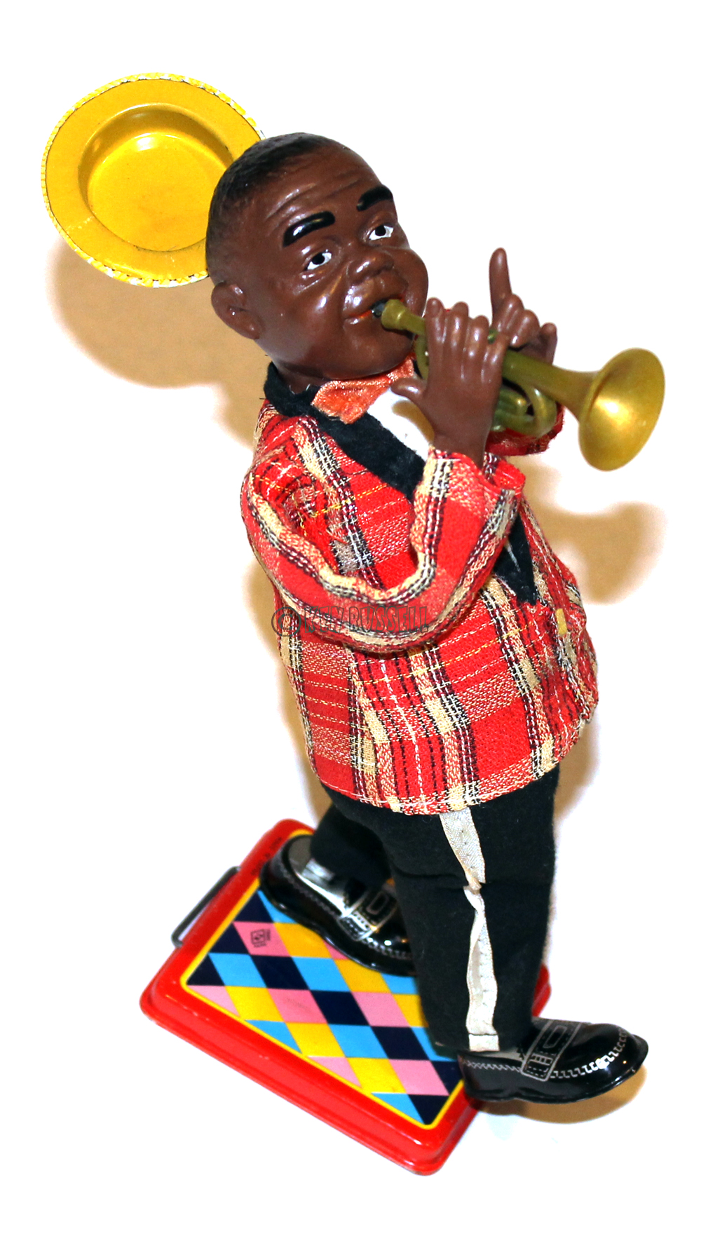 1959 NOMURA ROSKO TRUMPET PLAYER LOUIS ARMSTRONG MUSICAL TOY MADE IN 