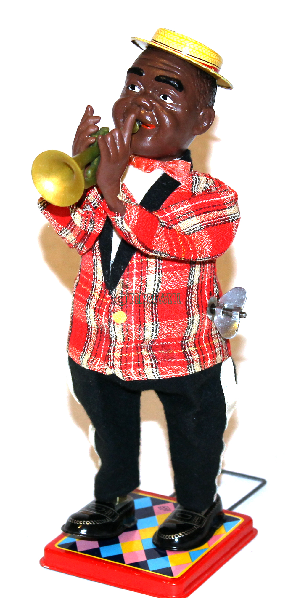 1959 NOMURA ROSKO TRUMPET PLAYER LOUIS ARMSTRONG MUSICAL TOY MADE IN 