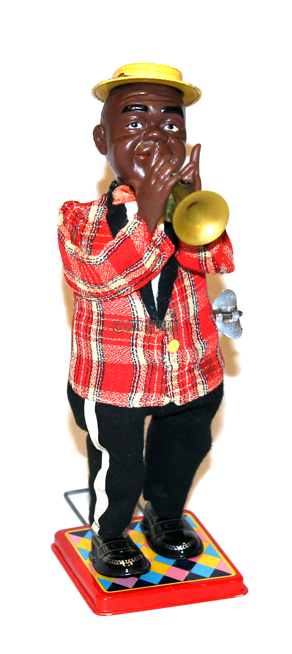 1959 NOMURA ROSKO TRUMPET PLAYER LOUIS ARMSTRONG MUSICAL TOY MADE IN 